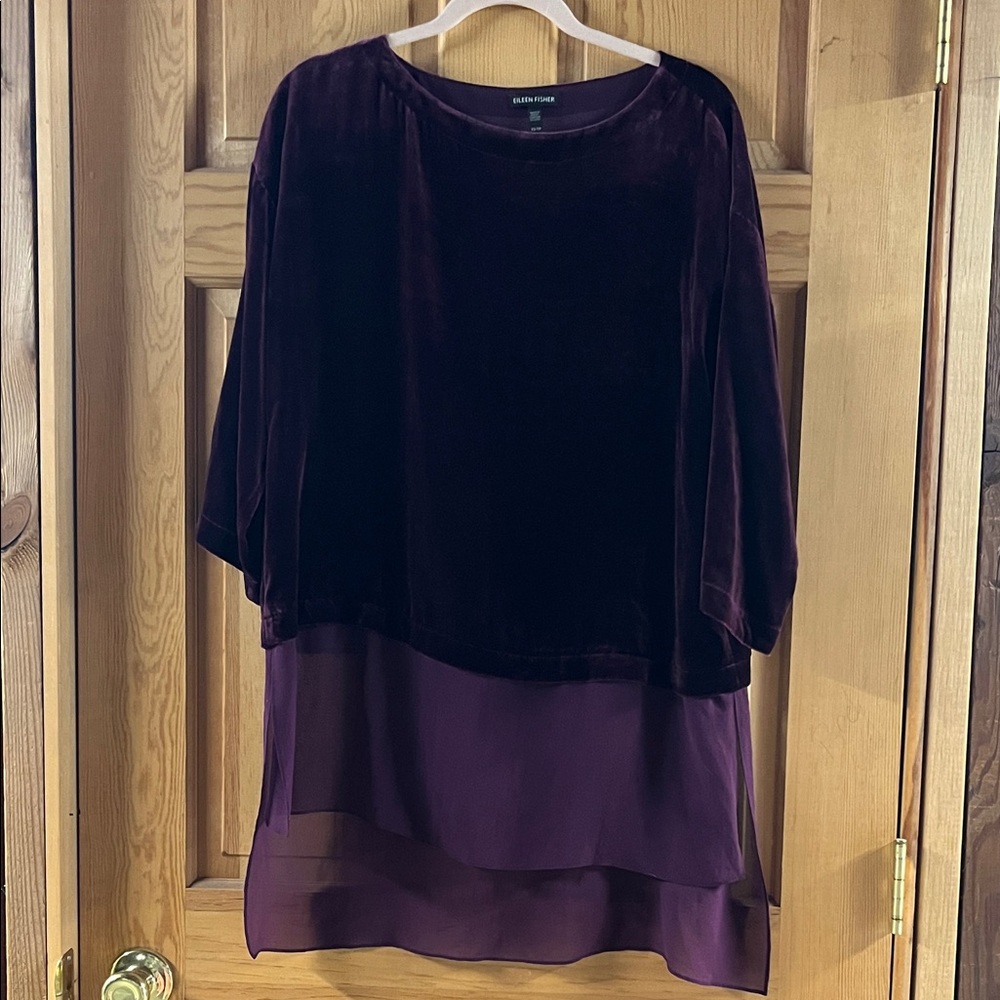 Elegant Velvet Layered Top in Deep Purple